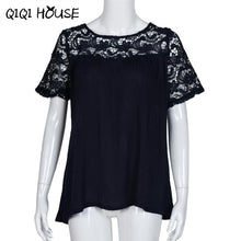 Women Shirt Short Sleeve Hollow Out Lace Solid Tops Ladies Office Loose Shirt Summer Wear Blusas De Verao#A919