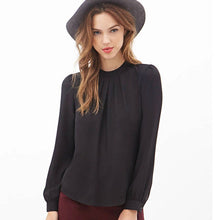 Women Summer Fold Loose Comfort Casual Chiffon Long Latern Sleeve Shirt Tops White Pink Blouse Camisa Feminina #158