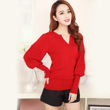 Women Sweater Cashmere Lantern and Pullovers Christmas Fashion Autumn Knitted Wool Winter Oversized V-neck Pullover 70076