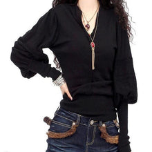Women Sweater Cashmere Lantern and Pullovers Christmas Fashion Autumn Knitted Wool Winter Oversized V-neck Pullover 70076
