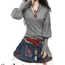 Women Sweater Cashmere Lantern and Pullovers Christmas Fashion Autumn Knitted Wool Winter Oversized V-neck Pullover 70076