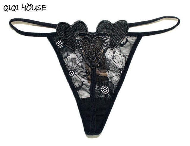 Women Thongs And G Strings Embroidery Heart Solid Tangas Women Sexy Bragas Mujer#B906