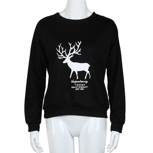 Women Tracksuit Christmas Elk Printing Loose Pullovers Warm Autumn Winter Basic Outwear Sweatshirts Sueter Feminino#C112