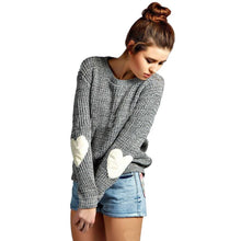 Women Winter Autumn Sweater 2016 Grey Long Sleeve With Heart Pattern Knitted Women Sweaters And Pullovers Jumper Pull Femme
