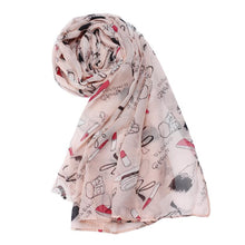 Women ponchos and capes Lipstick High-heeled Graffiti Bowknot Scarf Chiffon Scarves bufanda del invierno
