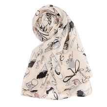 Women ponchos and capes Lipstick High-heeled Graffiti Bowknot Scarf Chiffon Scarves bufanda del invierno