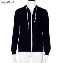Womens Bomber Jacket Hooded Solid Blue Long Sleeve Coats Fitness Outwear Autumn Basic Jacket Camperas De Mujer#C928