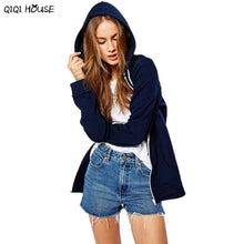 Womens Bomber Jacket Hooded Solid Blue Long Sleeve Coats Fitness Outwear Autumn Basic Jacket Camperas De Mujer#C928
