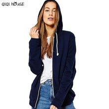 Womens Bomber Jacket Hooded Solid Blue Long Sleeve Coats Fitness Outwear Autumn Basic Jacket Camperas De Mujer#C928
