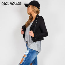 Womens Bomber Jacket Sexy Winter Slim Motorcycle Leather Jacket Zipper Coat Basic Wear Abrigos De Mujer#C819