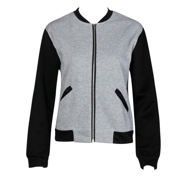 Womens Jackets And Coats Patchwork Baseball Coats Casual Long Sleeve Cotton Youth Jackets Bomber Femme#C825