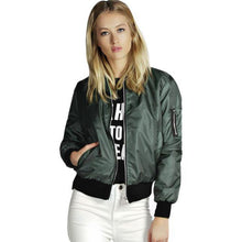 Womens Jackets Slim Fashion Motorcycle Zipper Military Jacket Women Basic Bombers Coats Veste Militaire Femme#112