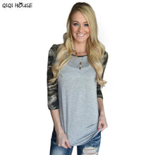 Womens Tops Camouflage Patchwork Loose Casual Top Autumn Outwear Basic Pullover Tops Moda Feminina#C108