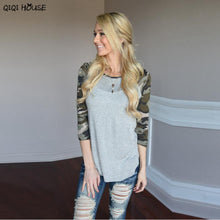 Womens Tops Camouflage Patchwork Loose Casual Top Autumn Outwear Basic Pullover Tops Moda Feminina#C108