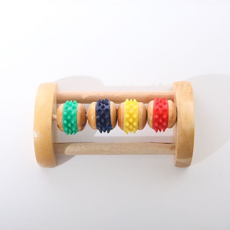 Wood Full-body Four Wheels Wooden Roller Relaxing Hand Massage Tool Reflexology Face Hand Foot Back Body Therapy