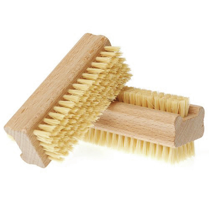 Wooden Double Sided Handle Nylon Bristle Manicure Pedicure Scrubbing Nail Bath Brush