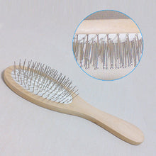 Wooden Handle Massage Hair Brush with Metal Pins Message Comb with White Air Cushion