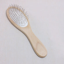 Wooden Handle Massage Hair Brush with Metal Pins Message Comb with White Air Cushion