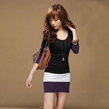 best selling Stripe Dresses Womens Casual Long Sleeve Bodycon Stripe Cocktail Party Mini DressS/M/L/XL free ship