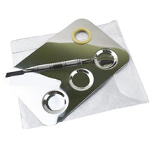 fresh 14.8cmX10cm Nail Art Palette Cosmetic Mixing Palette Set Ring Manicure Nail Tool Stainless steel Material Anne