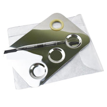 fresh 14.8cmX10cm Nail Art Palette Cosmetic Mixing Palette Set Ring Manicure Nail Tool Stainless steel Material Anne