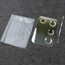 fresh 14.8cmX10cm Nail Art Palette Cosmetic Mixing Palette Set Ring Manicure Nail Tool Stainless steel Material Anne