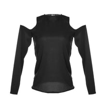 ladies top Cut Out Black Blouse Off The Shoulder Tops For Women Spring Shirt Blouse Cold Shoulder Long Sleeve Women Tops Stretch