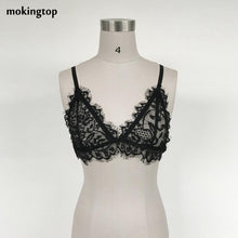 mokingtop Bustier Top Women Lace Tassel Floral Cropped Sexy Black Lace Transparent Bralette Top Chalecos Mujer#A11