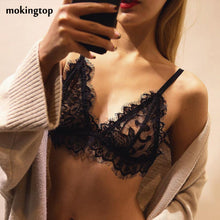 mokingtop Bustier Top Women Lace Tassel Floral Cropped Sexy Black Lace Transparent Bralette Top Chalecos Mujer#A11
