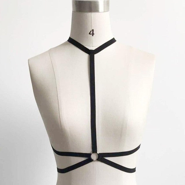 mokingtop Camisole Top Halter Black Bandage Hollow Strappy Bra Sexy Lingerie Womans Camisole Chalecos Mujer#121