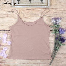 mokingtop Camisole With Bra Sexy V-Neck Women Summer Sleeveless Tops Lady Summer Clothes Canotta Intima Donna#121