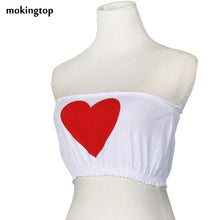 mokingtop Crop Top Sexy Off Shoulder Printed Heart Kawaii Tanks Top Strapless Bustier Bra Tops Canotta Intima Donna#121