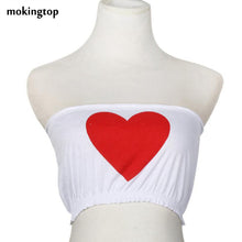 mokingtop Crop Top Sexy Off Shoulder Printed Heart Kawaii Tanks Top Strapless Bustier Bra Tops Canotta Intima Donna#121