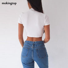 mokingtop Crop Tops Women 2017 Sexy Slim Fit Tee Bandage Korean Turtleneck Short Sleeve Shirt Kleding Vrouwen#0521