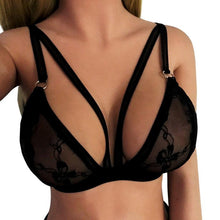 mokingtop Hollow Halter Bustier Bra Cropped Lace Bralette Bandage Hollow Out Lace Strap Top Top Encaje Lenceria#0521