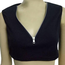 mokingtop Knitted Woman Sleeveless Bodycon Tank Top Zipper Black Backless Vest Sutia Strappy Chalecos Mujer#121