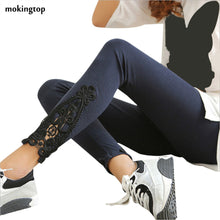 mokingtop Leggings Spring Autumn Women Triangle Side Lace Soft Legging Capris Women Workout Clothes Pants Pantacourt Femme#18