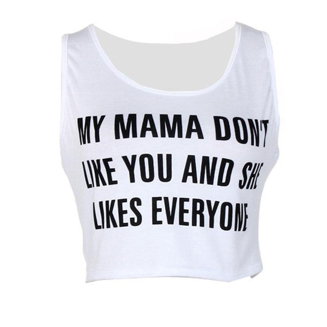 mokingtop Letter Printed Women Vest Sleeveless Crop Tops Summer Sexy Tanks Top Bralette Chalecos Mujer#1521