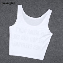 mokingtop Letter Printed Women Vest Sleeveless Crop Tops Summer Sexy Tanks Top Bralette Chalecos Mujer#1521