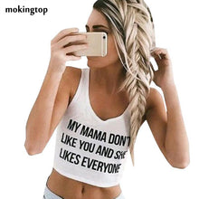 mokingtop Letter Printed Women Vest Sleeveless Crop Tops Summer Sexy Tanks Top Bralette Chalecos Mujer#1521