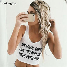 mokingtop Letter Printed Women Vest Sleeveless Crop Tops Summer Sexy Tanks Top Bralette Chalecos Mujer#1521