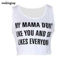 mokingtop Letter Printed Women Vest Sleeveless Crop Tops Summer Sexy Tanks Top Bralette Chalecos Mujer#1521