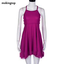 mokingtop Off Shoulder Dress Chiffon Bandage Backless Summer Dress Sleeveless Party Mini Dress Vestidos Curtos#121
