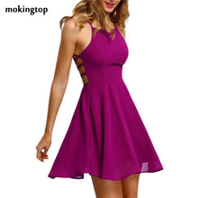 mokingtop Off Shoulder Dress Chiffon Bandage Backless Summer Dress Sleeveless Party Mini Dress Vestidos Curtos#121