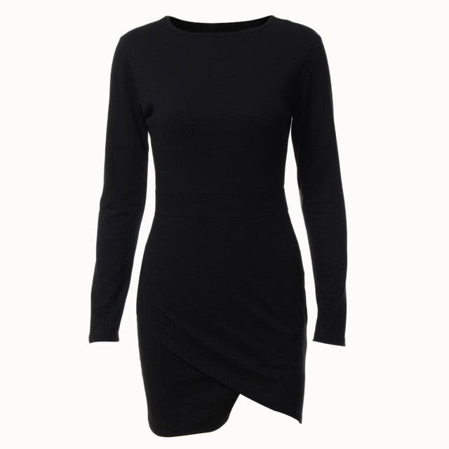 mokingtop Sexy Dress Irregular Slim Long Sleeve Women Dress Aurumn Basic Mini Dress Sexy Vestidos Curtos#212