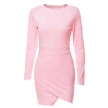 mokingtop Sexy Dress Irregular Slim Long Sleeve Women Dress Aurumn Basic Mini Dress Sexy Vestidos Curtos#212