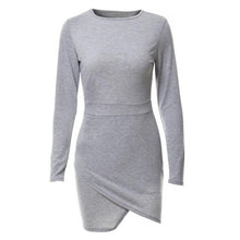 mokingtop Sexy Dress Irregular Slim Long Sleeve Women Dress Aurumn Basic Mini Dress Sexy Vestidos Curtos#212