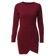 mokingtop Sexy Dress Irregular Slim Long Sleeve Women Dress Aurumn Basic Mini Dress Sexy Vestidos Curtos#212