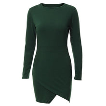 mokingtop Sexy Dress Irregular Slim Long Sleeve Women Dress Aurumn Basic Mini Dress Sexy Vestidos Curtos#212