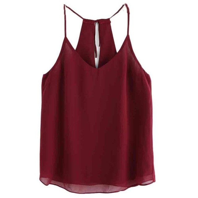 mokingtop Summer Tops Chiffon Halter Sleeveless Women Summer Cropped Tops Womans Camisole Canotta Intima Donna#